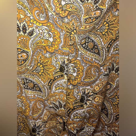 Michael Kors Women’s Paisley Print Bow Sleeve Blouse Mustard Yellow Small - Picture 2 of 7